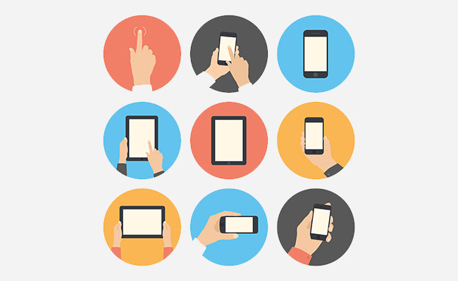 Mobile communication flat icons set