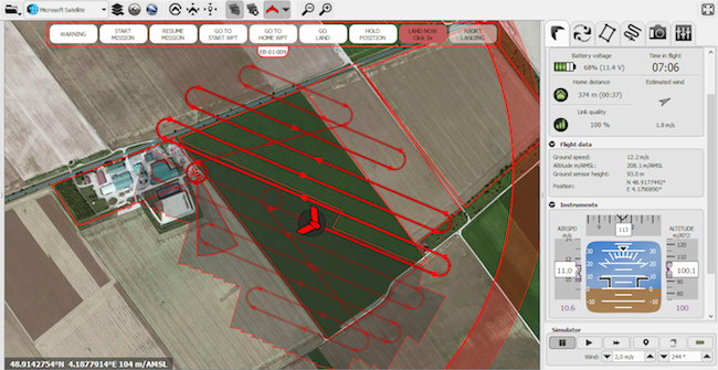 Plan de vol d'un drone Airinov pour analyser une parcelle